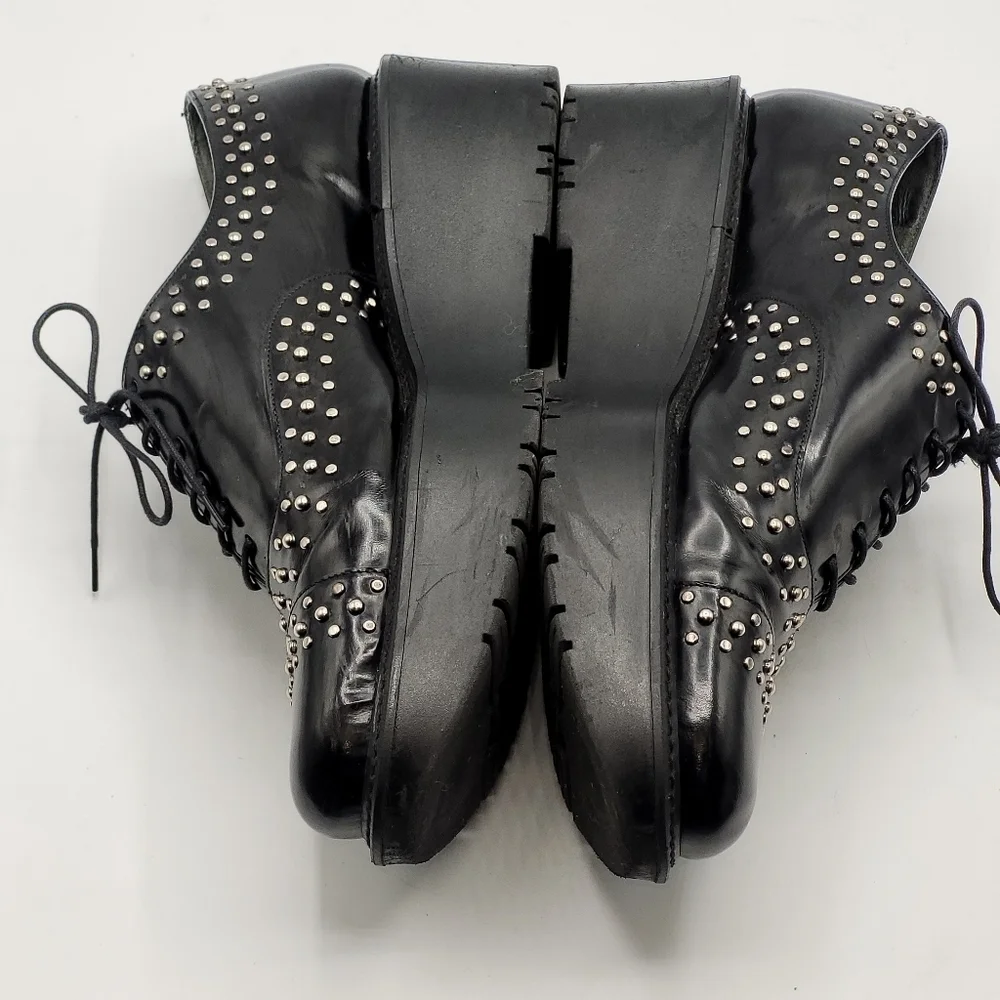 Stuart‎ Weitzman Zealous Studded Platform Loafer Jet Mirror Black. Size 9.5 M